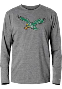 New Era Philadelphia Eagles Grey Vintage Left Chest Logo Long Sleeve T Shirt