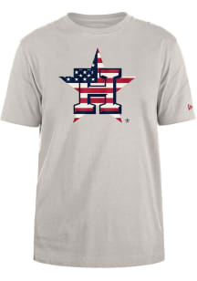 New Era Houston Astros Grey American Primary Logo Short Sleeve T Shirt