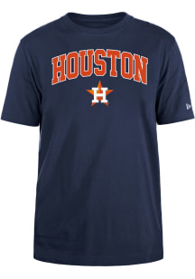New Era Houston Astros Navy Blue Team Name and Logo Short Sleeve T Shirt
