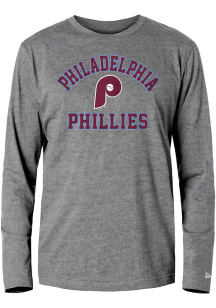 New Era Philadelphia Phillies Grey Cotton Long Sleeve T Shirt