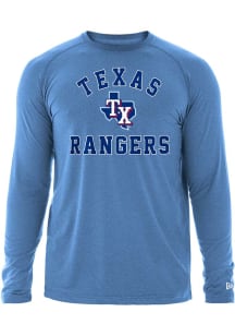 New Era Texas Rangers Light Blue Brushed Heather Raglan Long Sleeve T-Shirt