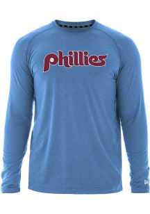 New Era Philadelphia Phillies Light Blue Brushed Heather Raglan Long Sleeve T-Shirt