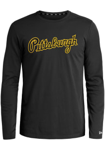 New Era Pittsburgh Pirates Black Brushed Heather Raglan Long Sleeve T-Shirt