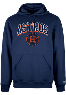 New Era Houston Astros Mens Navy Blue Team Name and Logo Long Sleeve Hoodie