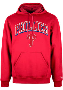 New Era Philadelphia Phillies Mens Red Team Name and Logo Long Sleeve Hoodie