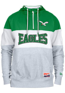 New Era Philadelphia Eagles Mens Kelly Green Throwback Pullover Jackets