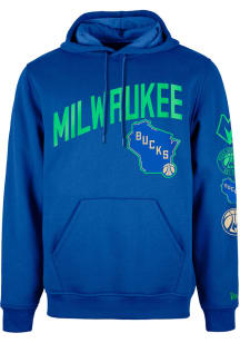 New Era Milwaukee Bucks Mens Blue City Edition Long Sleeve Hoodie