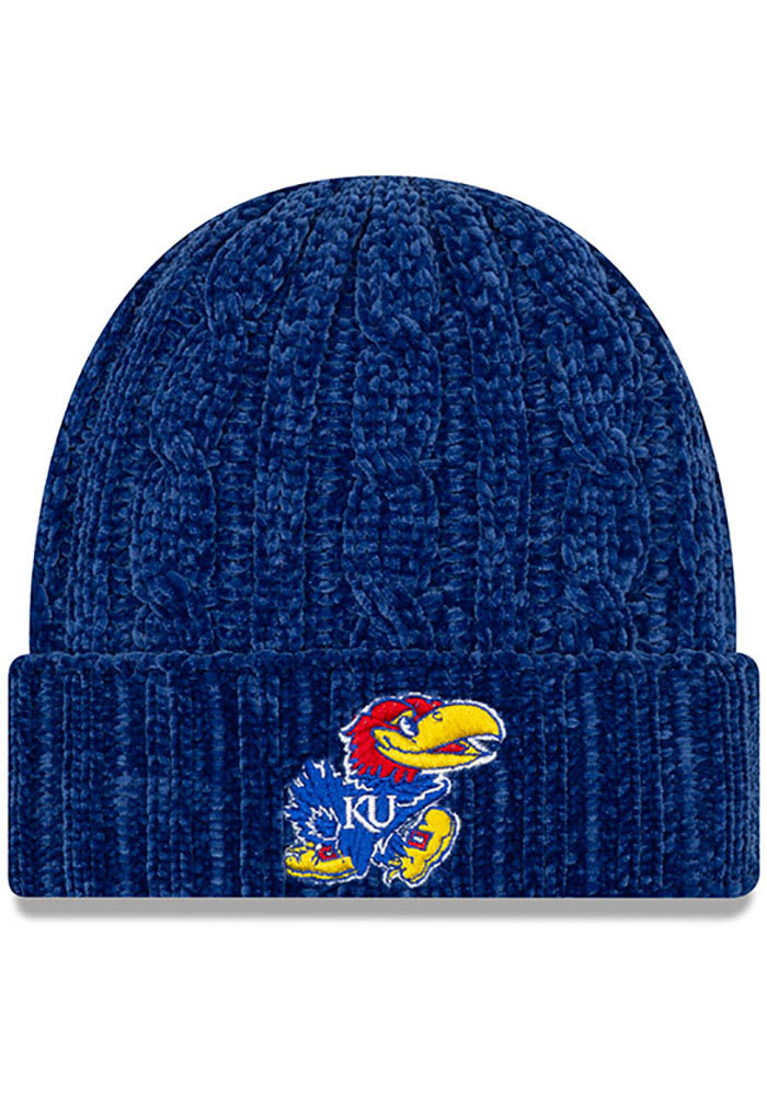 New Era Kansas Jayhawks Blue Velour Cuff Womens Knit Hat