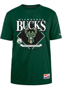 New Era Milwaukee Bucks Green Throwback Short Sleeve T Shirt
