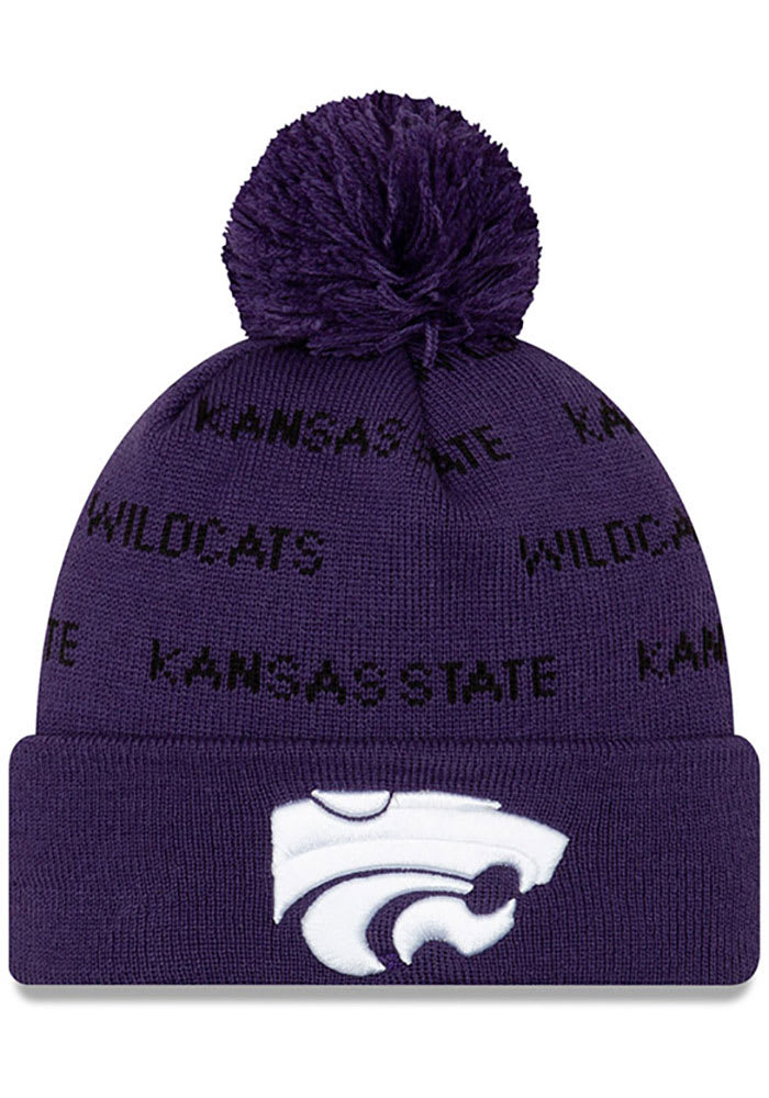 New Era K-State Wildcats Purple Repeat Cuff Pom Mens Knit Hat