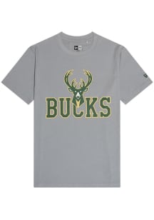 New Era Milwaukee Bucks Grey Current Logo Short Sleeve T Shirt