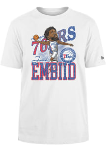 Joel Embiid Philadelphia 76ers White Caricature Short Sleeve Fashion Player T Shirt
