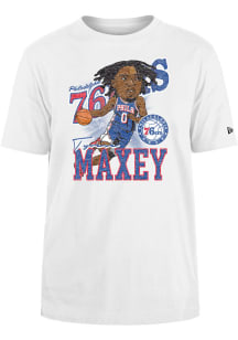 Tyrese Maxey Philadelphia 76ers White Caricature Short Sleeve Fashion Player T Shirt
