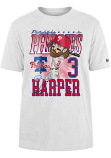 Bryce Harper Philadelphia Phillies White Caricature Short Sleeve Fashion Player T Shirt