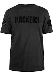 New Era Green Bay Packers Black Black on black Short Sleeve Fashion T Shirt