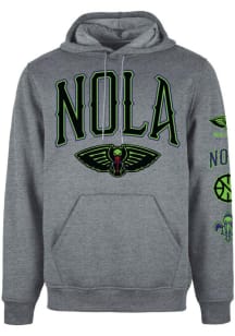 New Era New Orleans Pelicans Mens Grey City Edition Long Sleeve Hoodie