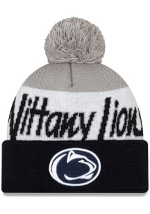 New Era Penn State Nittany Lions Navy Blue Script Cuff Pom Mens Knit Hat