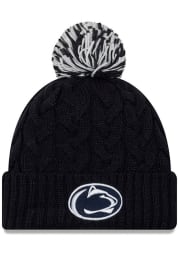 New Era Penn State Nittany Lions Navy Blue Cozy Cable Cuff Pom Womens Knit Hat