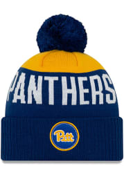 New Era Pitt Panthers Blue Patch Cuff Pom Mens Knit Hat