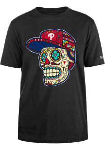New Era Philadelphia Phillies Black Sugar Skulls Short Sleeve T Shirt
