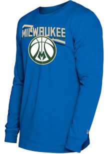 New Era Milwaukee Bucks Blue City Edition Long Sleeve T Shirt