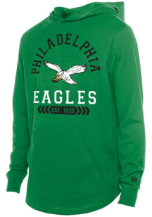 New Era Philadelphia Eagles Mens Kelly Green Retro Leisure Long Sleeve Hoodie