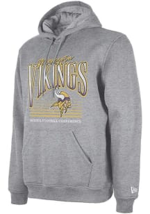 New Era Minnesota Vikings Mens Grey Team Name And Logo Long Sleeve Hoodie