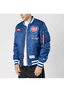 New Era Chicago Cubs Mens Blue Alpha Bomber Medium Weight Jacket