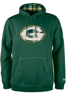 New Era Green Bay Packers Mens Green 3rd Down Plaid Fashion Hood