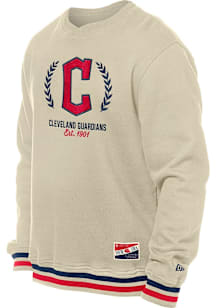 New Era Cleveland Guardians Mens White Throwback Long Sleeve Fashion Sweatshirt
