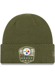 New Era Pittsburgh Steelers Olive 2019 Salute to Service Cuff Mens Knit Hat
