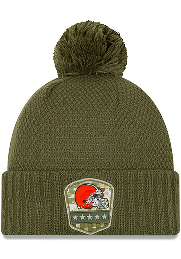 New Era Cleveland Browns Olive 2019 Salute to Service Cuff Womens Knit Hat