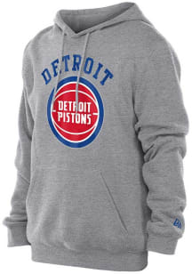 New Era Detroit Pistons Mens Grey Game Day Long Sleeve Hoodie