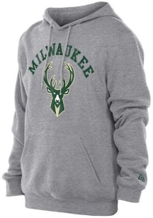 New Era Milwaukee Bucks Mens Grey Game Day Long Sleeve Hoodie