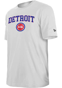 New Era Detroit Pistons White Arch Mascot Short Sleeve T Shirt
