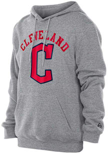 New Era Cleveland Guardians Mens Grey Game Day Long Sleeve Lightweight Hoodie