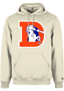 New Era Denver Broncos Mens Oatmeal Retro Primary Long Sleeve Hoodie