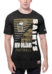 New Era New Orleans Saints Black Retro Throwback Mineral Wash Short Sleeve Fashion T Shirt