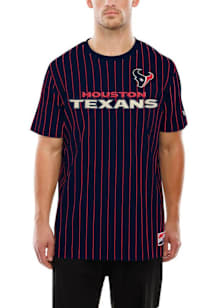 New Era Houston Texans Navy Blue Throwback Pinstripe Short Sleeve Fashion T Shirt