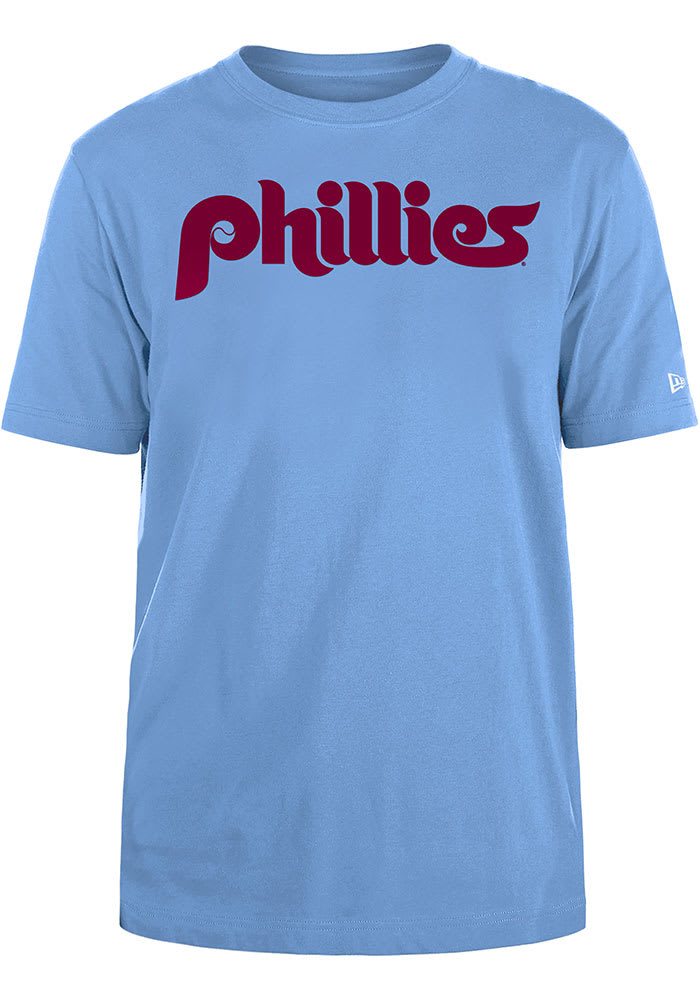 New Era Philadelphia Phillies Light Blue Coop Wordmark Short Sleeve T Shirt