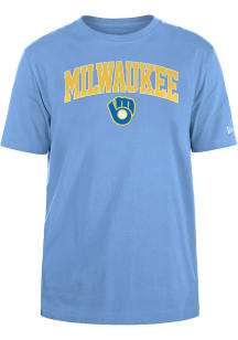 New Era Milwaukee Brewers Light Blue Coop Arch Name Short Sleeve T Shirt
