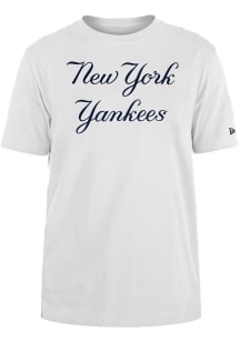 New Era New York Yankees White Team Script Wordmark Short Sleeve T Shirt