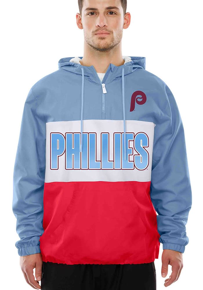 New Era Philadelphia Phillies Mens Leisure Windbreaker LIGHT BLUE