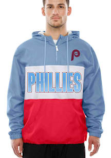 New Era Philadelphia Phillies Mens Light Blue Leisure Windbreaker Pullover Jackets