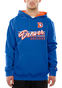 New Era Denver Broncos Mens Blue Retro Throwback Long Sleeve Hoodie