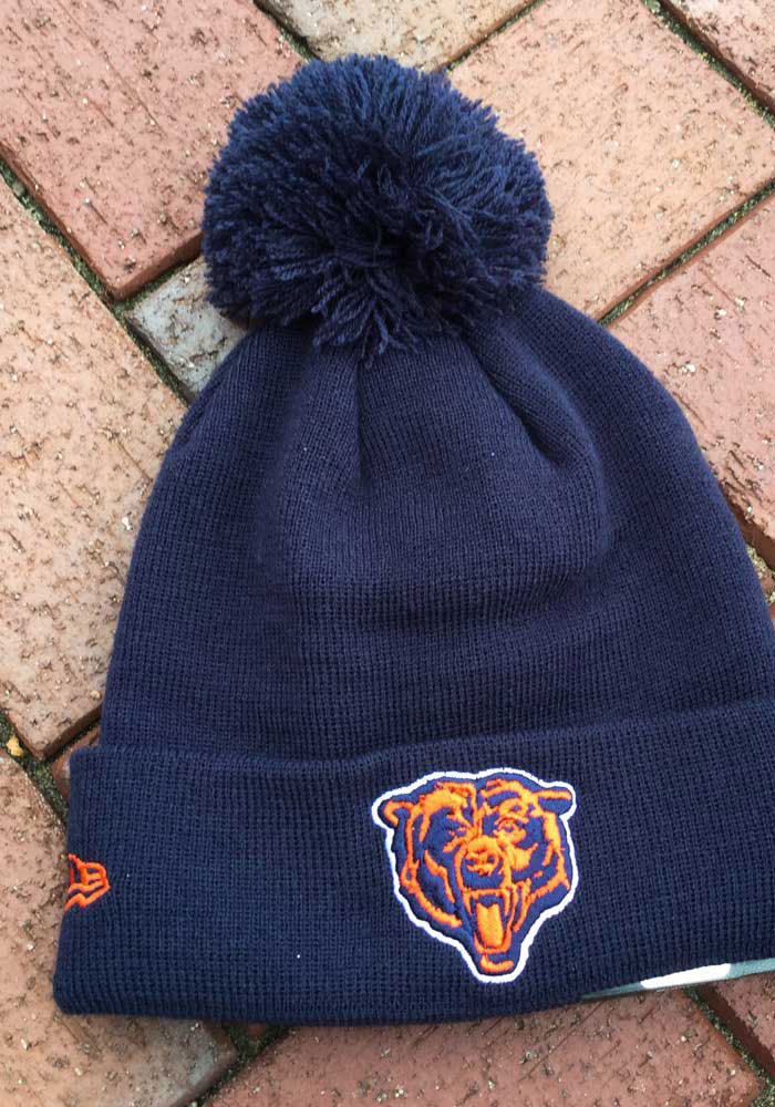 New Era Chicago Bears Navy Blue Elemental Cuff Pom Mens Knit Hat