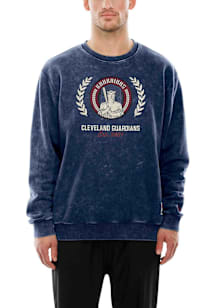 New Era Cleveland Guardians Mens Navy Blue Throwback Collection Long Sleeve Fashion Sweatshirt