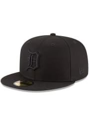 New Era Detroit Tigers Mens Black On Black 59FIFTY Fitted Hat