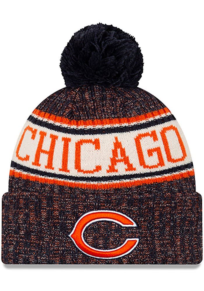 New Era Chicago Bears Black Confident Pom Knit Hat, Black, Acrylic, Size OSFM, Rally House