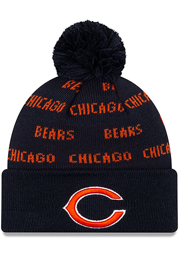 New Era Chicago Bears Navy Blue Repeat Cuff Pom Mens Knit Hat